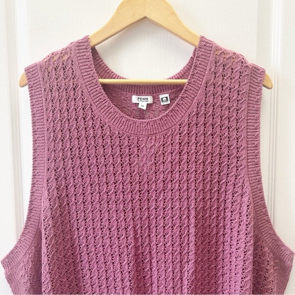 Penningtons Sleeveless Crochet Cotton Sweater Tank with Ribbed Bands Pink 4X NWT - Picture 7 of 15